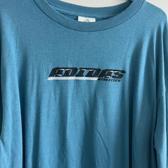 vintage Y2K adidas long sleeve blue shirt 100% cotton - Picture 2 of 5